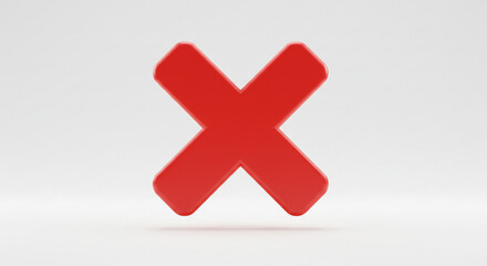 Obraz premium A bold red X symbolizing rejection, a definitive end, or a crucial decision against a clean white background.