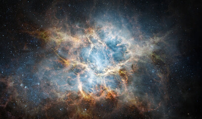 Space scene with stars in the galaxy. Panorama. Universe filled with stars, nebula and galaxy,. Elements of this image furnished by NASA © Tryfonov