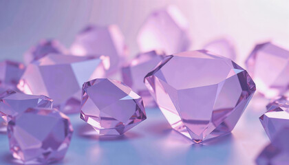 Radiant, faceted crystals shimmer with a vibrant purple hue, creating a dazzling display of light and form. Graphical resource for design and downstream advertisement purposes