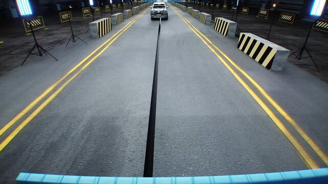 Generic 3d car crash test. Car destruction. Realistic 4k animation.