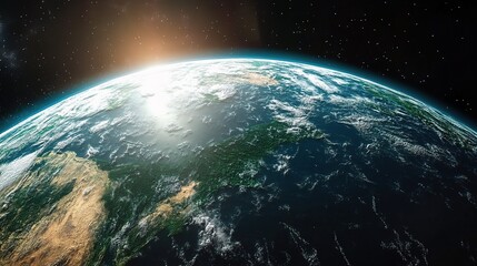 Detailed 3D Rendering of Earth Showing Continents and Atmosphere