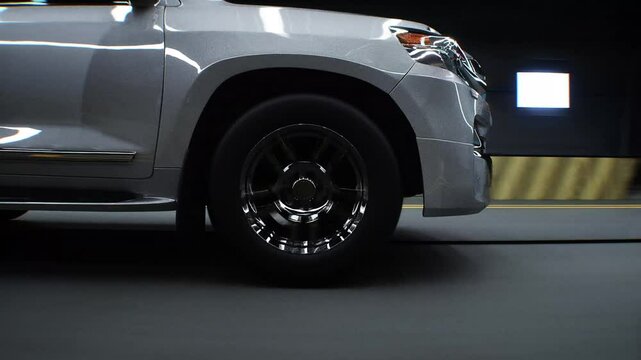 Generic 3d car crash test. Car destruction. Realistic 4k animation.