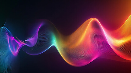 Colorful abstract wave patterns representing sound and light, with a smooth gradient background