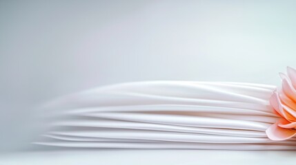 Soft White Fabric with Pink Flower