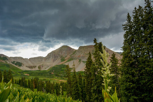 Storm clouds form over the La Plata Mountains near Durango, Colorado, USA