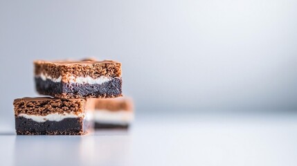 Stacked brownies with white filling