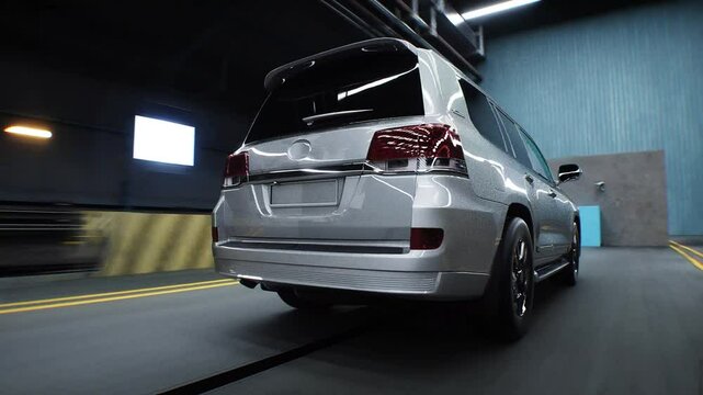 Generic 3d car crash test. Car destruction. Realistic 4k animation.