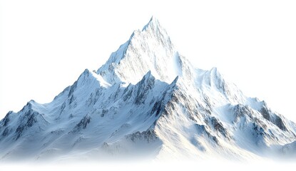 Fototapeta premium A majestic snow-capped mountain rises into a clear sky, showcasing sharp peaks and a serene atmosphere, inviting adventure and exploration.