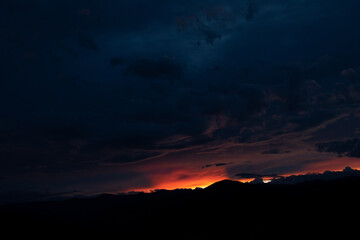 Intense sunset over Colorado Rocky Mountains 