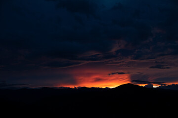 Intense sunset over Colorado Rocky Mountains 