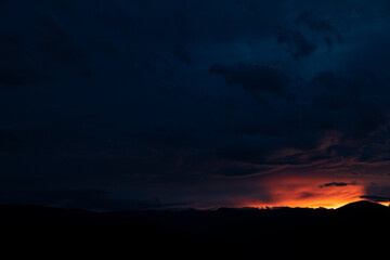 Intense sunset over Colorado Rocky Mountains 