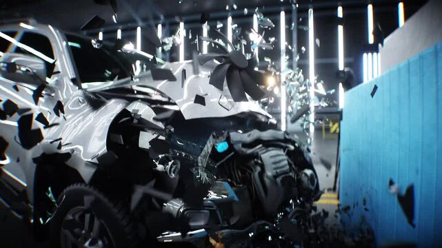 car crash test stop time. safety concept.