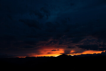 Intense sunset over Colorado Rocky Mountains 