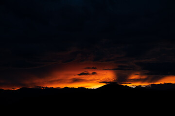 Intense sunset over Colorado Rocky Mountains 