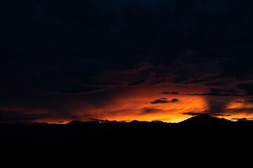 Intense sunset over Colorado Rocky Mountains 