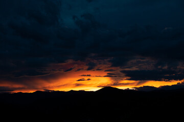 Intense sunset over Colorado Rocky Mountains 