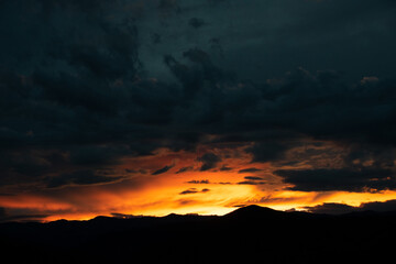 Intense sunset over Colorado Rocky Mountains 