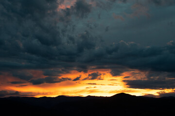 Intense sunset over Colorado Rocky Mountains 