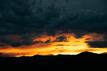 Intense sunset over Colorado Rocky Mountains 