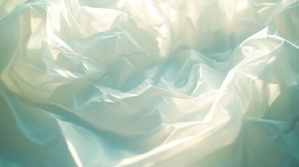 Soft, crumpled white fabric illuminated by gentle light