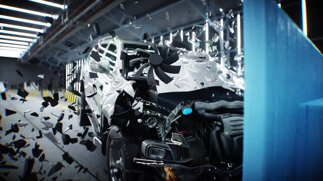 car crash test stop time. safety concept.