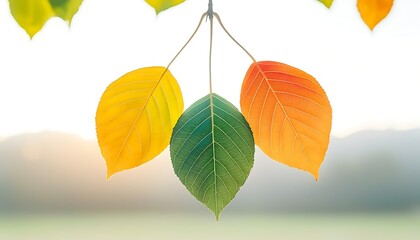 Obraz premium Autumn leaves for backlit, nature, sunrise.