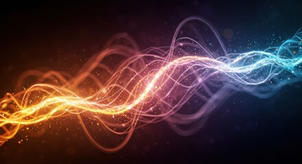 Fototapeta premium Vibrant energy swirls in motion - fiery and cool light waves intertwining
