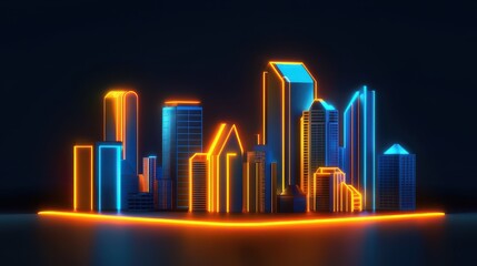 Obraz premium Abstract cityscape of illuminated buildings with striking color contrast