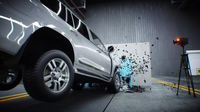 car crash test stop time. safety concept.