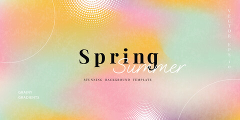 Abstract summer gradient mesh background vector. Wallpaper design with sparkle in grainy and blurry texture. Illustration for banner, backdrop, social media, cover, ads. © babeer