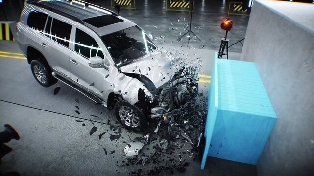 car crash test stop time. safety concept.