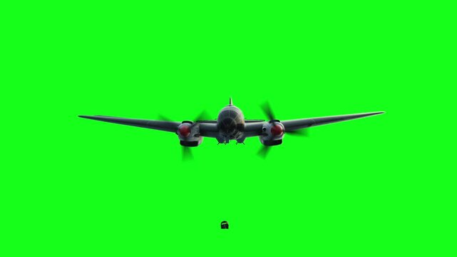 Heinkel He 111. German airliner and medium bomber. World War II. Green screen isolate.