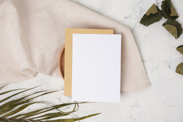 blank note paper on cream background
