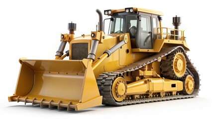 Obraz premium Yellow Bulldozer on White Background