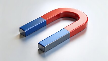 Red and Blue Horseshoe Magnet on White Background