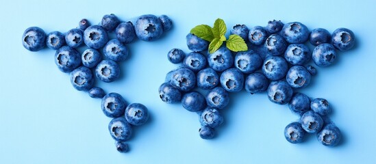 Fototapeta premium A World Map Constructed From Fresh Blue Colored Berries