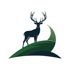 Silhouette of a Majestic Deer Perched Gracefully on a Hilltop