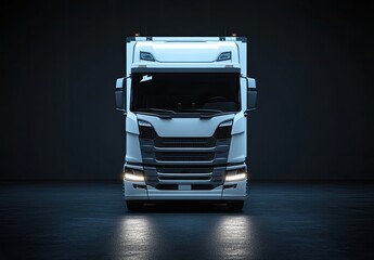 Modern white truck front view