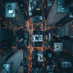Fototapeta premium photo of a city grid from above with architectural perspective
