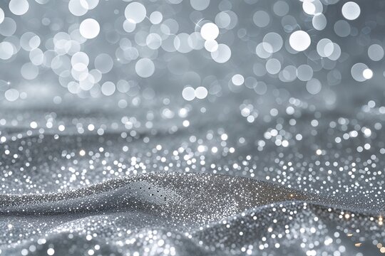 Shimmering Silver Background with Playful Bokeh and Sparkling Texture