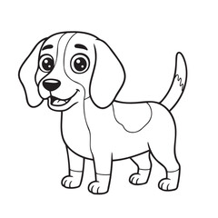 Adorable Puppy Coloring Page for Kids in Black and White. Black and white illustration of adorable puppy for coloring - perfect for creative leisure activities and animal lovers