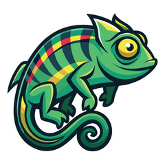 Colorful Chameleon Vector Illustration with Intricate Patterns