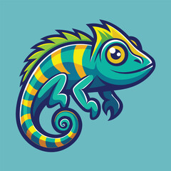 Vibrant Chameleon Logo with Intricate Vector Details