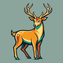 Majestic Deer Logo Vector Illustration in Minimalist Style