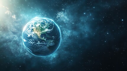 Obraz premium Serene Earth Day Background Featuring Blue Cosmic Elements