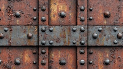 Fototapeta premium Rusty iron door industrial setting textured metal surface close-up view vintage conceptual art