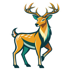 Intricate Vector Illustration of a Majestic Deer Head with Elegant Antlers