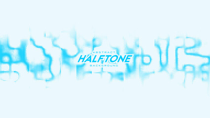 Abstract vector curled blue halftone sound wave. Scrathed dotted texture element.