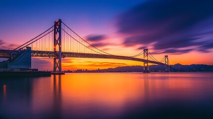 Majestic Sunrise over the Akashi Kaikyo Bridge