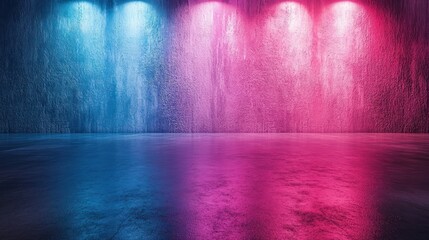 Empty, illuminated concrete space